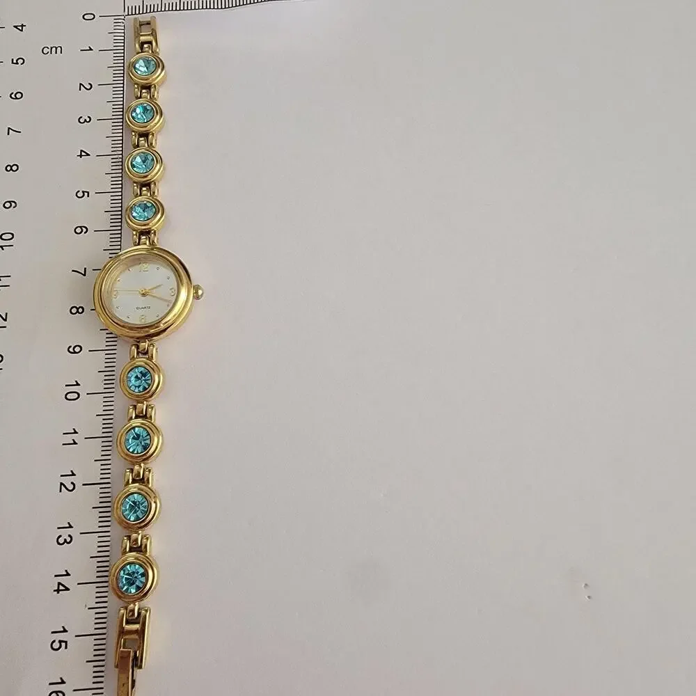 Womens Watch White Dial Gold Case Gold Plated Bracelet Quartz Analog F12861-1/F